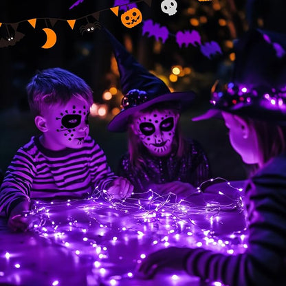 JMEXSUSS 200 LED Purple Fairy Lights Plug in, 8 Modes Purple Halloween Lights Indoor Outdoor with Wheel, 66 ft Remote Control Christmas String Lights for Halloween Thanksgiving Christmas Party Gift