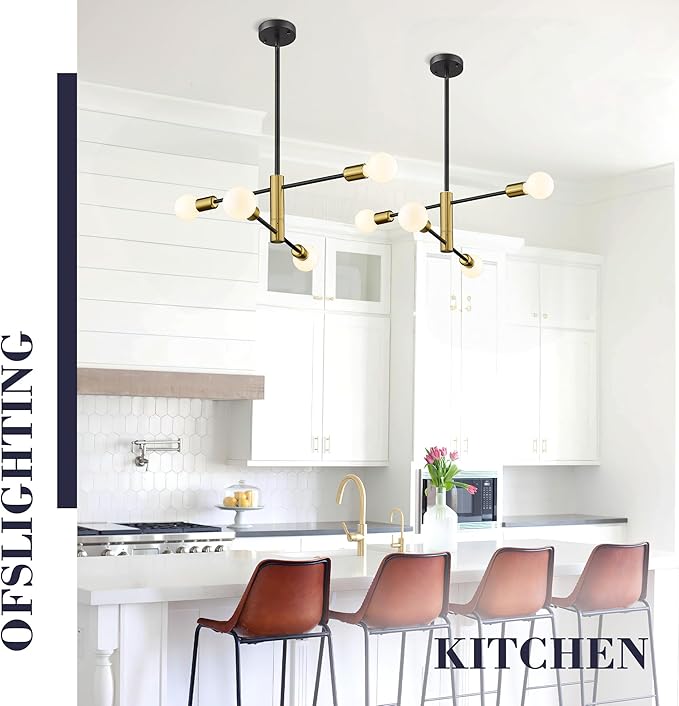 Modern Sputnik Chandelier Adjustable 4-Light Industrial Ceiling Light Fixture Mid Century Semi Flush Mount Ceiling Light Fixture Farmhouse Pendant Lighting for Dining Room Bedroom Gold