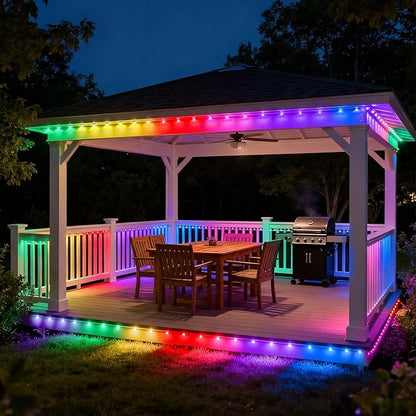 GOESWELL Smart Permanent Outdoor Lights for Patio: IP68 Waterproof Smart Balcony Lights with App & Remote Control - 16ft Garden Fence Light with 25 LED Bulbs for Railing Stair Decor