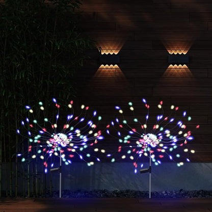 PXBNIUYA 4 Pack 175 LED Solar Garden Light for Yard,Firework Lights Outdoor Waterproof with 2 Modes Twinkling Light, Sparkly Starburst Lights for Wedding Walkway Halloween Christmas Decor(Colorful)