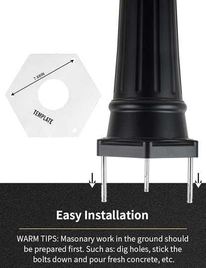 Dusk to Dawn Vintage Outdoor Post Light 82.7"H 3-Headed Lamp Post with Outlet IP65 Waterproof Street Lantern 3 Light Black Clear Glass Outdoor Lamp Post Lights E26 Outdoor Street Light Yard