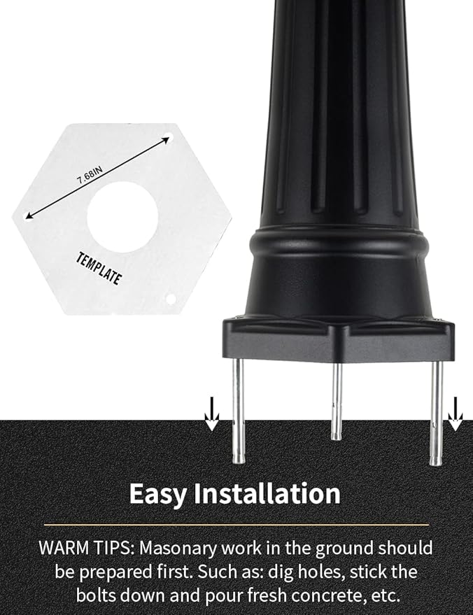 Modern Outdoor Street Light 82.7" H Dusk to Dawn 3-Head Post Lights Outside with Outlet Waterproof Outdoor Lamp Post Lights Street Lantern 3 Light in Black for Exterior Yard