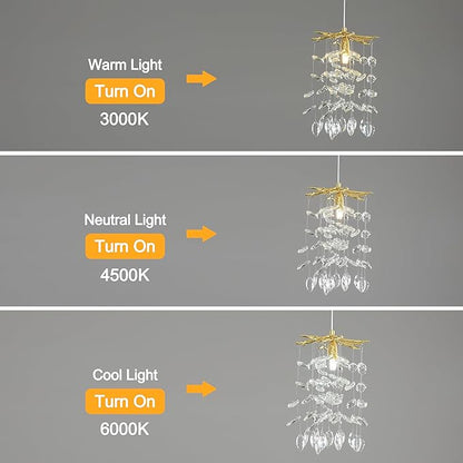 Modern K9 Crystal Tree Branches Chandelier, 8.6in Gold 1 Lights Large Ceiling Hanging Light for Dining Room, Round Tassel Ceiling Hanging
