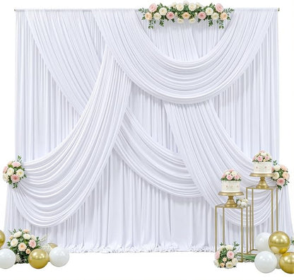 20ft x 15ft White Wrinkle Free Backdrop Curtains for Wedding Party Backdrops Curtain Drapes Fabric Decorations Photo Back Drop Cloth for Baby Shower Photography Stage Reception