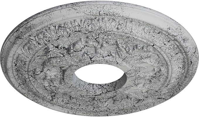15 3/8"OD x 4 1/4"ID x 1 1/2"P Baltimore Ceiling Medallion (Fits Canopies up to 5 1/2"), Hand-Painted Ultra Pure White Crackle