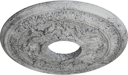 15 3/8"OD x 4 1/4"ID x 1 1/2"P Baltimore Ceiling Medallion (Fits Canopies up to 5 1/2"), Hand-Painted Ultra Pure White Crackle