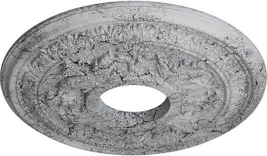 15 3/8"OD x 4 1/4"ID x 1 1/2"P Baltimore Ceiling Medallion (Fits Canopies up to 5 1/2"), Hand-Painted Ultra Pure White Crackle