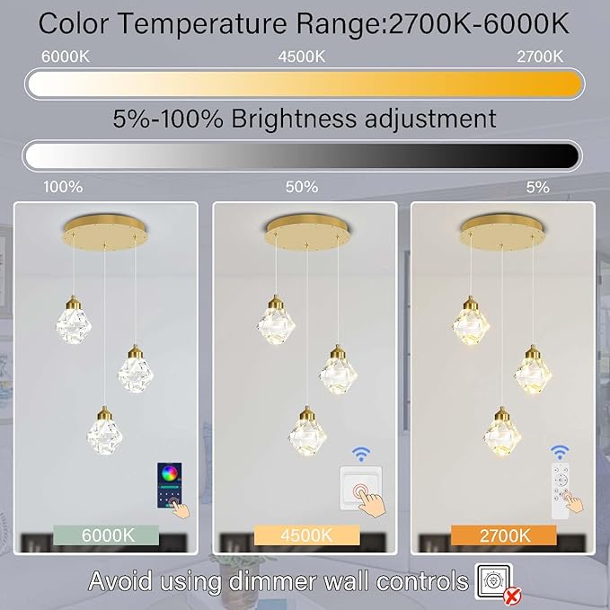 Pendant Light for Kitchen Island 3-Lights Mini Crystal Chandeliers,Crystal Ceiling Hanging Lights Pendant Ceiling Light Fixture,for Kitchen Island Dining Room Bedroom Hallway