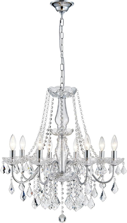 Modern Crystal Chandelier, 8-Light Crystal Chandeliers for Dining Room Light Fixture, Crystal Pendant Ceiling Light Chrome Lighting Fixture for Living Room Hallway Foyer Bedroom Kitchen Bathroom