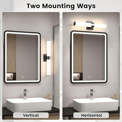 AIJIASI Black Vanity Lights for Bathroom, 22.8 Inch LED Vanity Light Modern Bathroom Light Fixtures, 18W Sconces Wall Lighting with Acrylic Shade for Mirror Bedroom Living Room Hallway 3000K