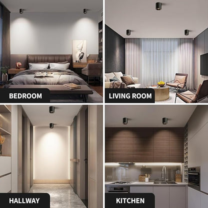 Modern LED Ceiling Light Fixture Flush Mount COB 20W 4000K Cylinder Ceiling Lights, Dimmable Hallway Lighting Fixtures Ceiling Lamps for Living Room Bedroom Kitchen, 3 Pack