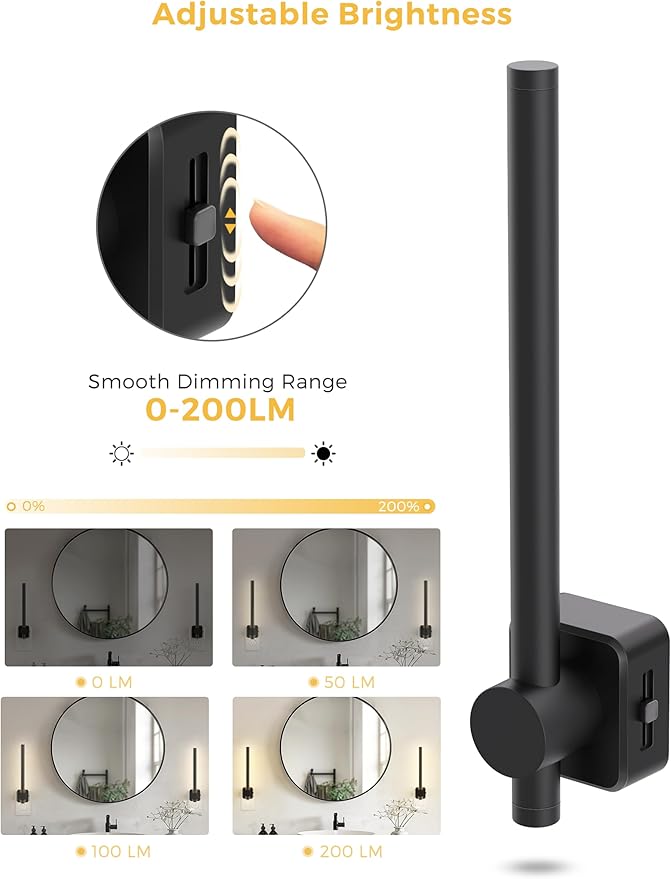 L LOHAS LED Night Light, [2 Pack] Night Lights Plug into Wall, 0-200LM Bathroom Nightlight, Dusk to Dawn Sensor 2W Dimmable Nightlights, Soft White 3000K, Modern Black Night Light for Mirror Restroom