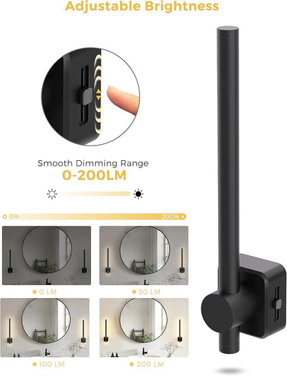 L LOHAS LED Night Light, [2 Pack] Night Lights Plug into Wall, 0-200LM Bathroom Nightlight, Dusk to Dawn Sensor 2W Dimmable Nightlights, Soft White 3000K, Modern Black Night Light for Mirror Restroom