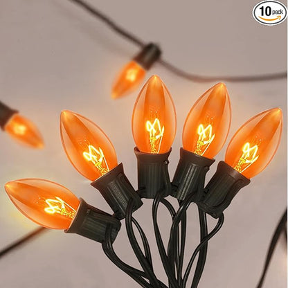 GOOTHY C9 Orange Christmas String Lights, 25Ft Outdoor Christmas Decorations Lights with 26 Incandescent Orange Bulbs, Hanging Patio Lights Waterproof for Roofline Backyard Outdoor Halloween Party