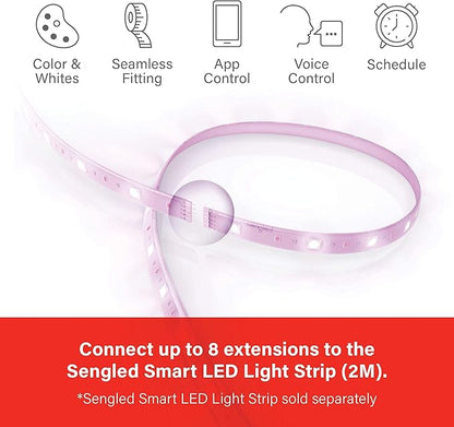 Sengled Zigbee Smart Light Strip 1m/3ft Extension No Plug, Voice Compatible with Alexa, Google Assistant and SmartThings, 2m/6.56ft Base Lightstrip Require, White