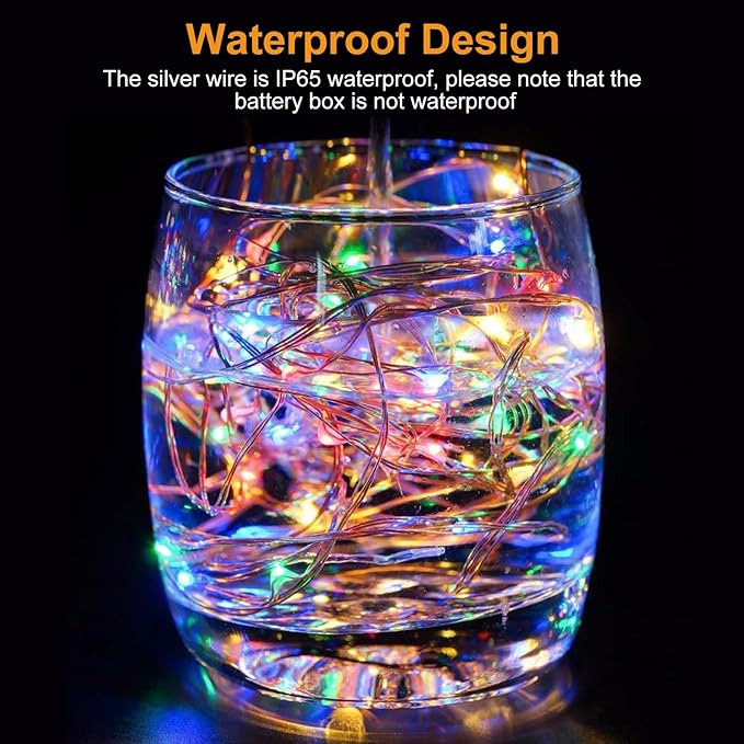 btfarm 12 Pack Fairy Lights Battery Operated [3 Modes], 7ft 20 Led Twinkle String Lights Waterproof Bulk Small Mini Sliver Wire for Christmas Mason Jars Wedding Table Centerpiece, Warm White/Colorful