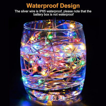 btfarm 12 Pack Fairy Lights Battery Operated [3 Modes], 7ft 20 Led Twinkle String Lights Waterproof Bulk Small Mini Sliver Wire for Christmas Mason Jars Wedding Table Centerpiece, Warm White/Colorful