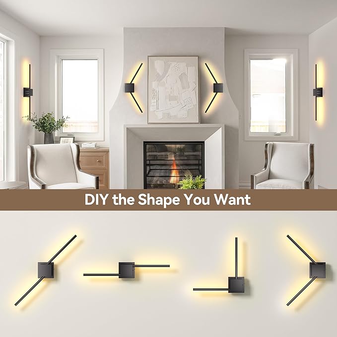 Battery Operated Wall Sconces Set of 2, 𝐔𝐩𝐠𝐫𝐚𝐝𝐞𝐝 8000mAh Rotatable Picture Lights with Remote Control, Dimmable 3000-6500K LED Rechargeable Wall Lights for Living Room Bedroom Mirror, 28.3In