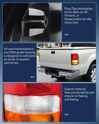 Nilight Taillight Assembly Compatible with 1993 1994 1995 1996 1997 Ford Ranger Red Clear Tail Light OE Style Rear Lamp Replacement Driver Side