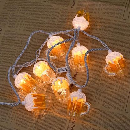 Outdoor Beer Mug String Lights Plug in, 8.5Ft 10 LED Tropical Beach Theme Beer String Lights for Cinco de Mayo Party Decorations, Hanging Tropical Party Lights Waterproof for Backyard Garden Bar Patio