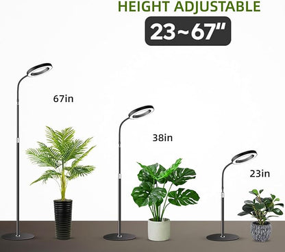 Grow Lights for Indoor Plants, Full Spectrum LED Plant Light with Stand, 67" Adjustable Height, 3/9/12H Timer, 10 Dimmable Levels & 3 Lighting Modes