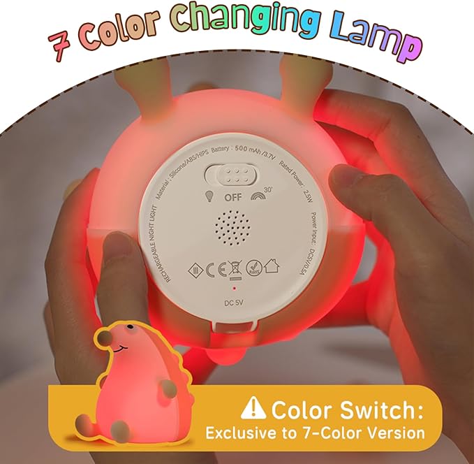 Night Light for Kids, 7 Color Changing Hedgehog Silicone Night Light with Timer, 3 Levels Dimmable Lamp, LED Rechargeable Bedside Nursery Lamp, Cute Animal Nightlight for Toddler Boys Girls (Hedgehog)