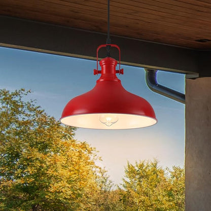 Red Farmhouse Pendant Lights, 11.4" Industrial Pendant Lighting for Kitchen Island, Kitchen Island Lighting, Island Pendant Light for Kitchen, Barn, Dining Room, 3 Pack
