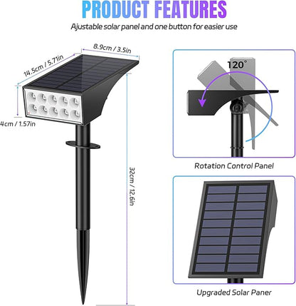 WENATY Solar Spot Lights Outdoor Color Changing, [7 Mode/2 Pack] Christmas Landscape Spotlights, Solar Lights Outdoor Waterproof,Led Powered Flood Light for Halloween Pathway Yard Garden Tree Walkway