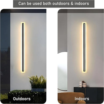 2 PACK-39inch Long Outdoor Modern LED Wall Light,Waterproof IP65 Warm White 110V led Wall Mount Lighting Fixture Rectangular Black Elegant Frosted White Acrylic Anti Rust.