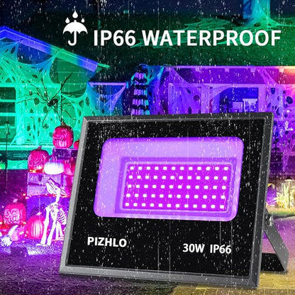 4 Pack 30W Black Light, Blacklight Flood Light with Plug & Switch, IP66 Waterproof Outdoor Black Light Spotlight for Dance Party Fluorescent Poster Body Paint Neon Glow in The Dark Stage Lighting