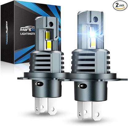 Marsauto H4 Bulbs, 800% Super Bright H4 Light Bulbs, 48000LM 1:1 Mini M1S 9003 Driving Light, 20000RPM Cooling Fan Fog Light, IP68, 3MIN Play and Plug, Pack of 2
