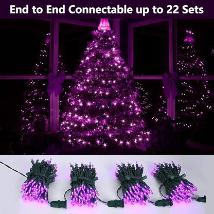 Brizled Purple String Lights, 33ft 100 LED Christmas Lights Outdoor, Connectable Purple String Light 120V UL Certified Christmas Tree Light, Indoor Xmas Light for Xmas Tree Easter Halloween Party Home