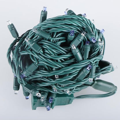 100 LED 5MM Blue and Cool White Christmas Lights, 33FT Indoor/Outdoor String Light, Mini Lights for Garden, Patio, Christmas Trees - Green Wire, Commercial Grade, UL Listed