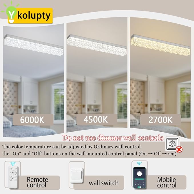ykolupty L 40" Modern Rectangle Chandelier Silver Rectangular Flush Mount Chandelier Crystal Ceiling Light Fixture for Dining Living Room Kitchen Island