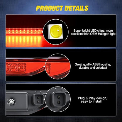 Nilight Third Brake Light Tail High Mount 3rd Stop Lights Red Lens for Dodge Caliber 2007-2012 Durango 2011-2017 Jeep Cherokee 2011-2017 Compass 2007-2016 Van SUV Rear Center Cab Lamp