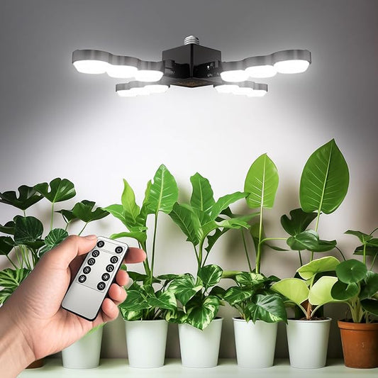 SANSI Grow Light for Indoor Plants, 80W 8000 Lumen High PPFD Full Spectrum Plant Light with Remote Timer, Dimmable, E26 Base, Folding Wings for Middle Large Plants Greenhouse