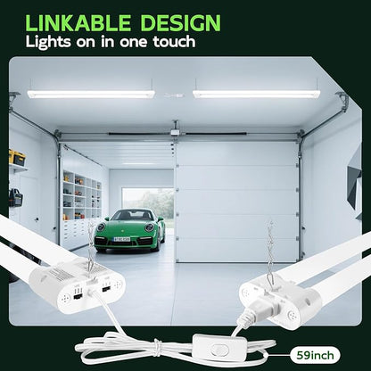 Hlite 4FT LED Shop Lights 5500LM - 3CCT Selectable 4000K/5000K/6500K, Adjustable Wattage 25W 34W 42W, Linkable Utility Light Fixture for Garage Ceiling Workshop,6 Pack
