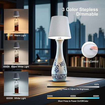 Wireless Bottle Lamp, 2026 New 3 Color Rechargeable Led Wine Bottle Lights for Bars Restaurants (Sapphire Blue, 1PC)