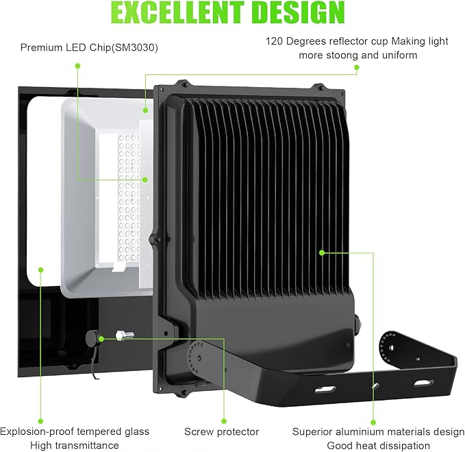300W LED Stadium Light Flood Light LED Tennis Court Lights ETL Listed 42000LM 5000K IP65 Waterproof Basketball Court Lights Outdoor AC 100-277V