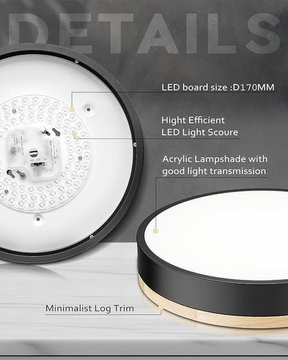 Ken & Ricky Flush Mount Ceiling Light, Dimmable Led Close to Ceiling Light Fixtures for Kitchen Bathroom Bedroom Hallway 5cct (Light Wood, 12 Inch)