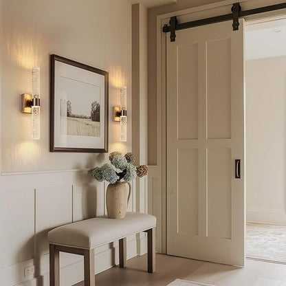 DORESshop Modern Wall Sconces Set of Two, 3CCT Crystal Bathroom Sconces Wall Light, Brushed Nickel Vanity Light Fixture, Sconce Wall Decor Set of 2, Wall Lights for Bedroom, Living Room, Hallway 18in