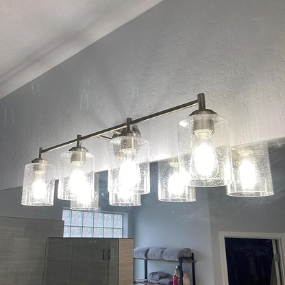 3 Pack Seeded Glass Lamp Shade Replacement, 5.7 in Height, 4.72 in Diameter, 1.7inch Fitter Opening, Bubble Seeded Glass Replacement for Wall sconces, Chandeliers and Bathroom Vanity Lights.