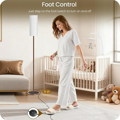 Dimmable Floor Lamps for Living Room with Remote and Foot Switch, 64.4” Modern Standing Tall Lamp, Corner Lamp for Bedroom, Office, Bulb Included, 3000K-6500K, Beige and Brown VW06LD05W1