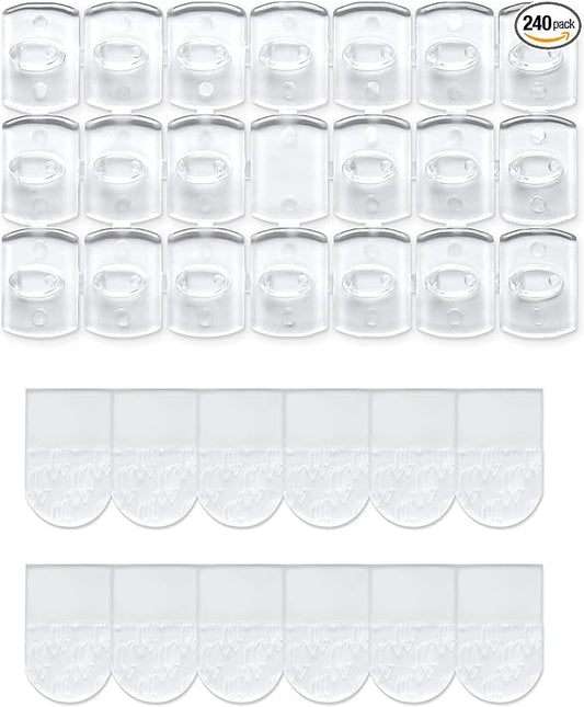 MOVELYST 240 Mini Clear Light Clips with 300 Adhesive Strips, Damage-Free Indoor Mini Wall Hooks for Hanging, Removable Clips for Christmas Decoration