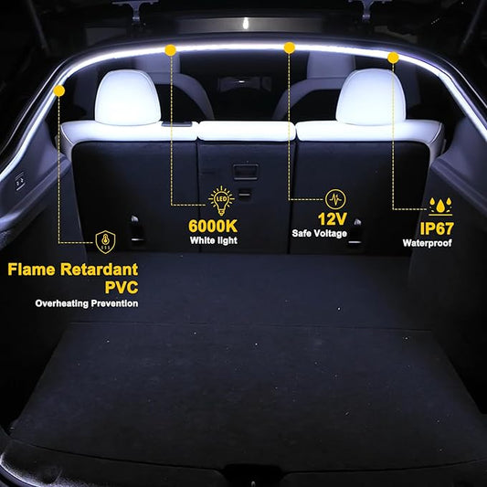 Tlyard Front Trunk LED Lights Strip for Tesla Model Y Juniper 2025 2026 Back Interior Frunk Lightning Waterproof &High Brightness Strip for Tesla Model Y Accessories
