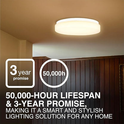 Sylvania 11" Frameless Round LED Ceiling Light, 24W, 5 Color Temperature Selectable (2700/3000 / 3500/4000 / 5000K), Dimmable, 1800 LMS, with Mounting Accessories - 1 Pack (67083)
