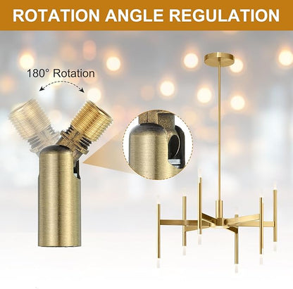 MECCANIXITY Sloped Ceiling Adapter, 180 Degree 46x15mm M10 Fine Thread Sloped Ceiling Light Fixture Adapter Kit for Ceiling Pendant Light Chandelier Track Suspend(Copper, Pack of 2)