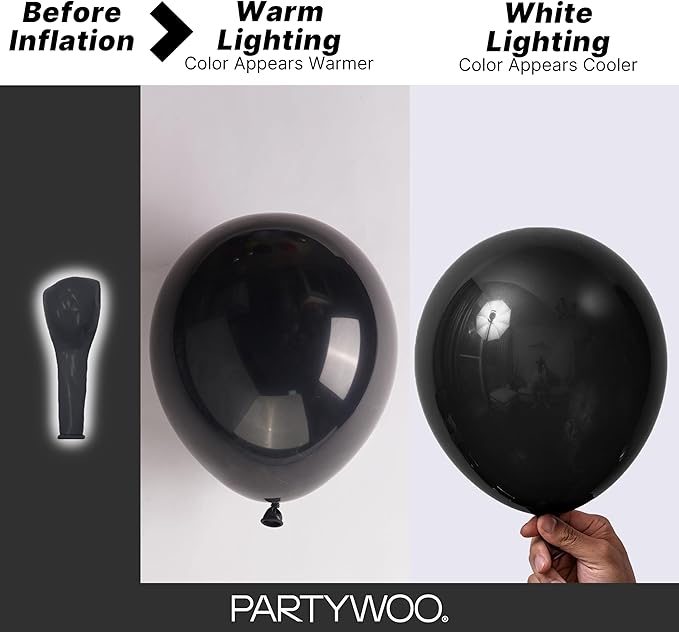 PartyWoo Black Balloons 145 pcs Different Sizes of 18 12 10 5 Inch Black Balloons Arch Kit Garland for Baby Shower Birthday Graduation Casino Gaming Anniversary Race Car Party Decorations Black-Y18