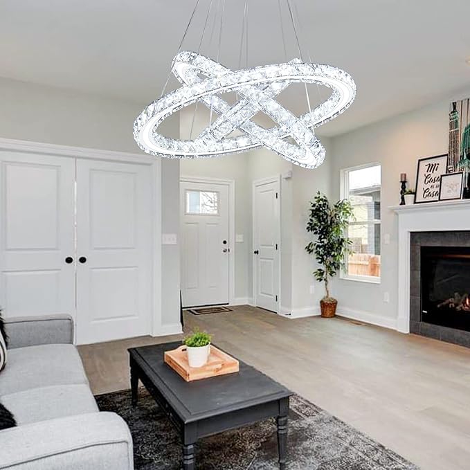 Modern LED Chandeliers Crystal Chandeliers Ceiling Light Three Rings Pendant Light with Acrylic for Bedroom Dinning Room Hallway(Multicolor 30/40/50)