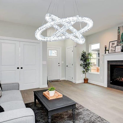 Modern LED Chandeliers Crystal Chandeliers Ceiling Light Three Rings Pendant Light with Acrylic for Bedroom Dinning Room Hallway(Multicolor 30/40/50)